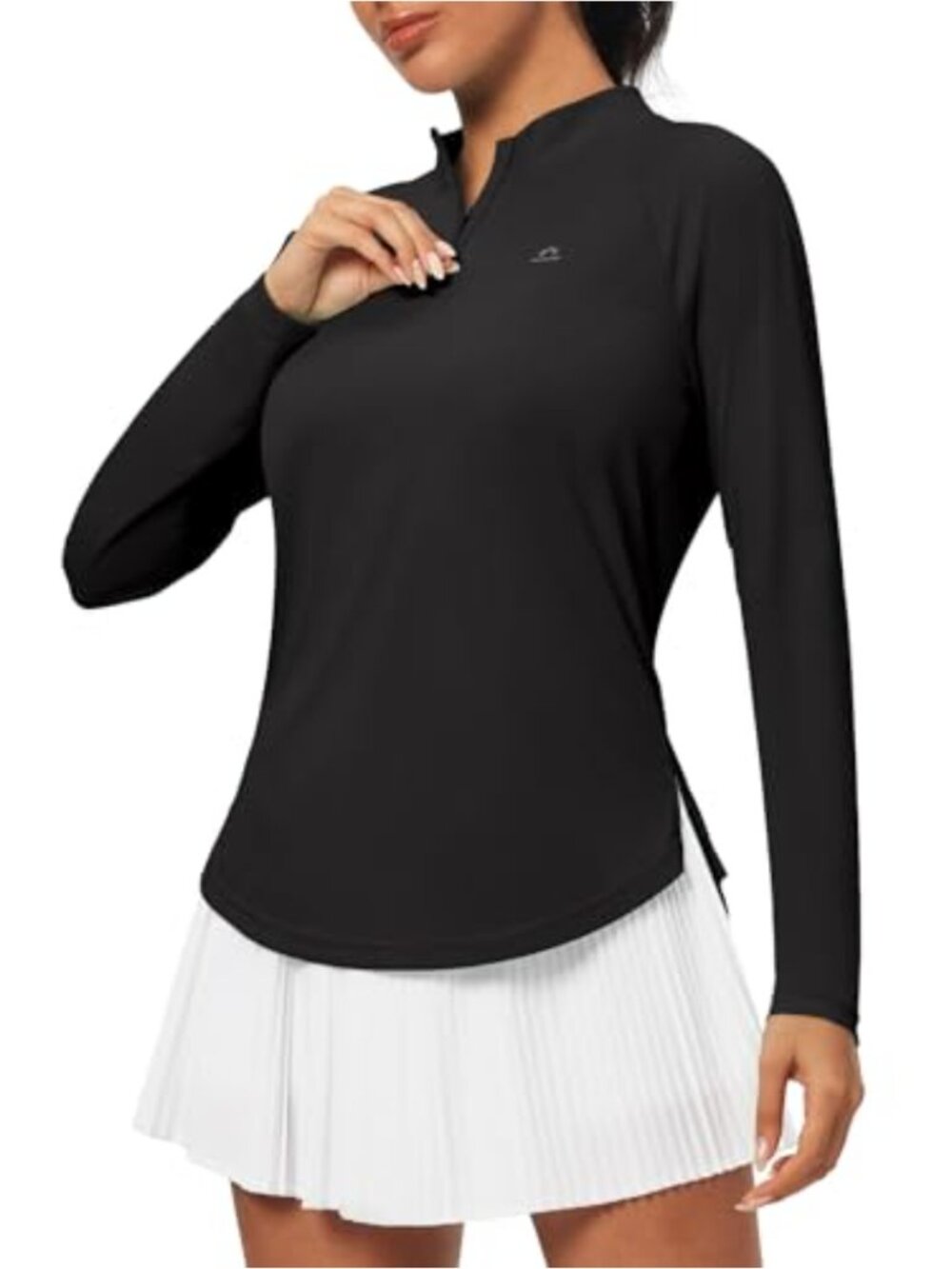 Long Sleeve Quarter Zip Workout Top UPF 50+ Sun Protection Golf Shirt